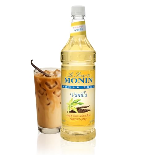 Monin - Sugar Free Vanilla Syrup | Premium Calorie-Free Syrup | Pure & Rare Madagascar Vanilla for Coffee, Lattes & More (BPA-Free Plastic Bottle, 33.8 fl oz)