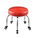 MOCHIYIA Niski stołek z kółkami, obrotowy stołek do pedicure z kółkami, mały obracający się o 360 stopni stołek do domu, biura, fitnessu, okrągłe siedzisko na kółkach, czerwony