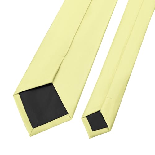 KOOELLE Men's Ties Solid Pure Color Plain Neckties Formal Light Yellow Ties For Men
