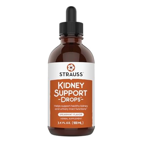 Strauss Naturals Kidney Support Drops – Herbal Kidney Support Supplement for Men and Women – Helps with Kidney Health and Urinary Tract Function – Vegan & Non-GMO – Spearmint Flavored – 100 ml Bottle Cover