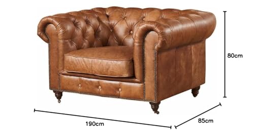 Image of UMAR ARTS Luxury Chesterfield Leatherate Sofa Set, Tufted Genuine Leatherate, Classic Living Room Furniture (1 Seater Sofa)