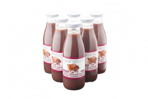 Granatum Plus - Pack de 6 Botellas de Zumo de Granada Natural (750ml) | 100% Exprimido, Rico en Polifenoles Mediterráneos | Sin Azúcares Añadidos, Sin Colorantes ni Conservantes