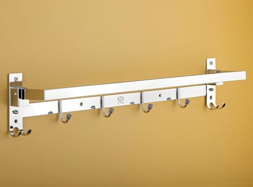 Image of iSTAR Stainless Steel 24 Inch Folding Towel Rack | Silver Towel Stand | Towel Rod | Shelf for Bathroom | Bathroom Accessories (Silver, Pack of 3)