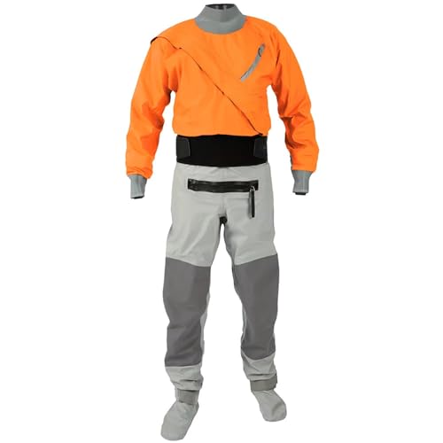 BEIAKE 3-Layer Waterproof Kayak Dry Suit One Pieces with Latex Gasket for Drift Floating Stand Up Paddle Surf Rescue