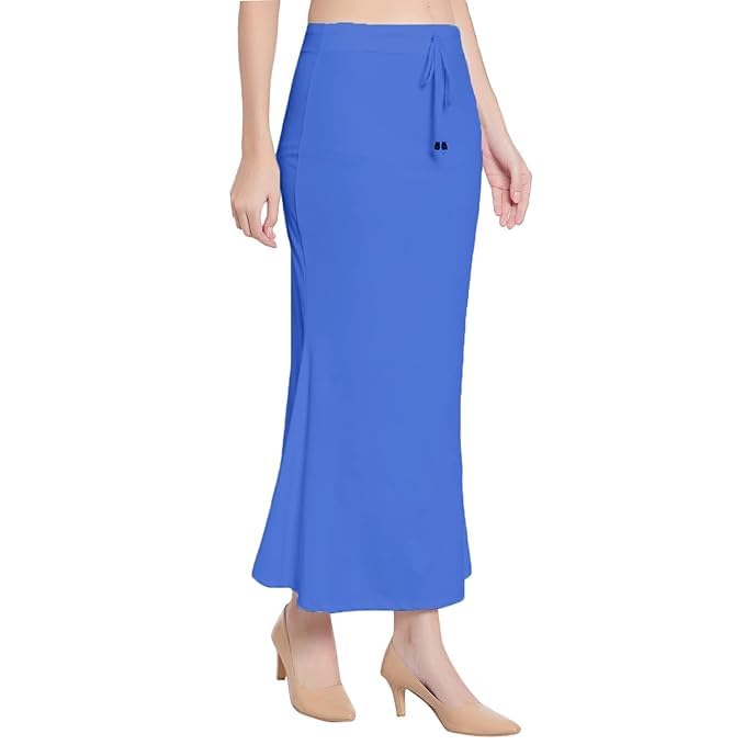 Image of Saree Shapewear Petticoat for Women Cotton Blended Lycra Shaper Petticoat with Elastic & Lace (Drawstring) Long Under Skirt Fishcut Wrinkle Free Shapewear
