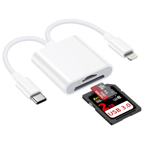 Ocbuo SDカードリーダー Type-C&Lightning 2in1マイクロSDカードリーダー 1台2役 高速データ移行 TF Microsdカードリーダー Phone16/15/14/13/12/11 Android スマホ タブレット、MacBook、Windows PCに適用の画像