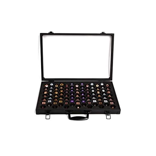 Dice Palace (Single-sided Display with Black Casing) - 2in1 Dice Display & Storage Case Storing Dice Sets & Collections DND Dice Pathfinder Call of Cthulu Metal Stone Resin Dice Bag Box Metal Case