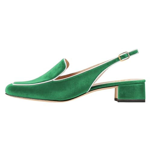 Image of YDN Women Closed Square Toe Block Low Heels Slingback Formal Loafer Dressy Shoes Office Lady Pump Size 4-15 US