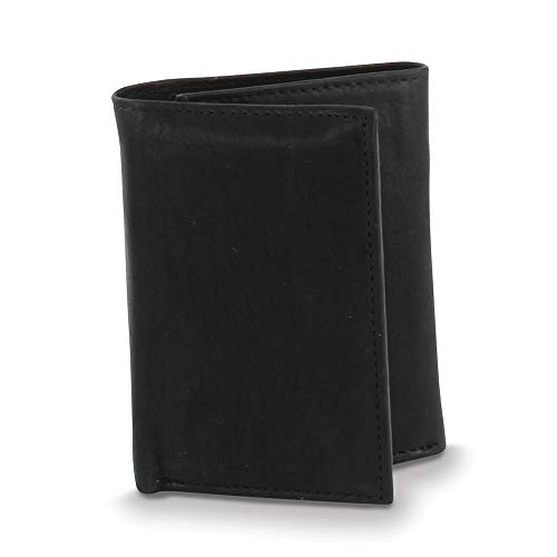 Solid Black Leather Trifold Wallet