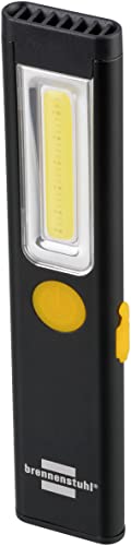 Brennenstuhl Lampe de poche LED PL 200 A rechargeable / Lampe torche avec LED COB (200lm, câble de raccordement USB fourni, autonomie jusqu'à 12h, mini lampe d'inspection avec clips et aimant)