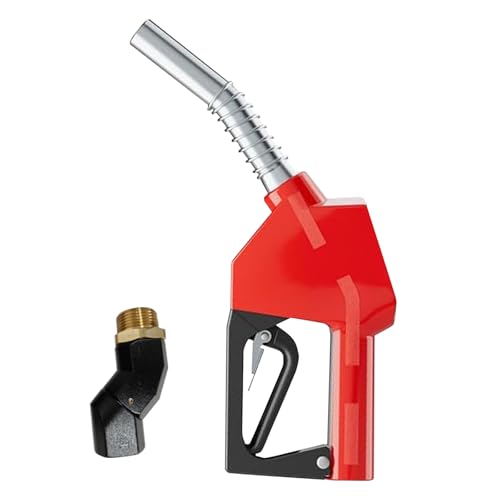 1 NPT Automatic Fuel Nozzle Auto Shut-Off Fuel Nozzle High Flow Car Fuel Filling Nozzle Used for diesel gasoline kerosen (Red 1 Fuel Nozzle Swivel 1 Inch)