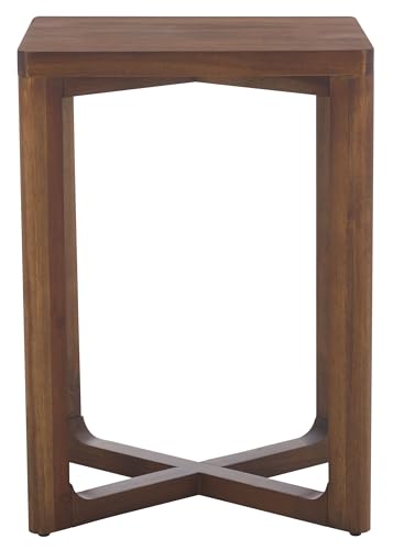 SAFAVIEH Home Collection - Akai Accent Table, Walnut Brown Side Table with Cross Base, Fully Assembled (ACC2400A)