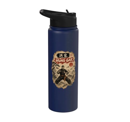 Hung Gar Calligraphy/Chinese Martial Arts Wushu Ink Design Stainless Steel Insulated Water Bottle
