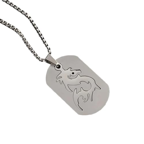 Exquisite Hollow Stainless Steel Dragon Pendant for Men Casual Sports Accessories Father's Day Dog Tag Pendant Necklace-A353
