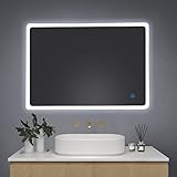 ColdShine LED Badspiegel mit Beleuchtung 50x70cm LED Wandspiegel Badezimmerspiegel mit Touch-Schalter Kaltweiß 6000K Energiesparend Lichtspiegel