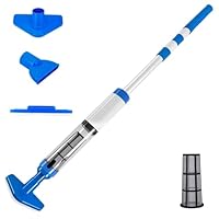 Bostar Poolsauger Akku mit Teleskopstange, 3 in 1 Tragbar Pool Staubsauger mit Filter Handstaubsauger Poolreiniger für Kleine Pools Spas