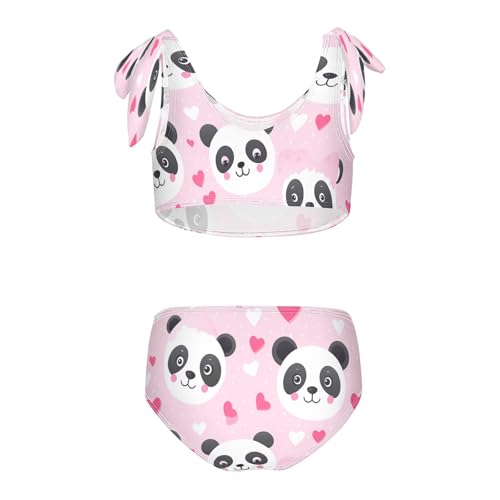 Image of Girls Swimsuits Set 2pcs Smile Dog Bathing Bikini Suits Tie Tankini