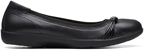 Clarks Women's Meadow Rae Ballet Flat, Black Leather, 8.5 | Image 1