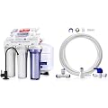 iSpring RCC7AK-BLK, 75 GPD Alkaline 6-Stage Reverse Osmosis System with Stylish Black RO Faucet & ICEK Ultra Safe Fridge Water Line Connection and Ice Maker Installation Kit