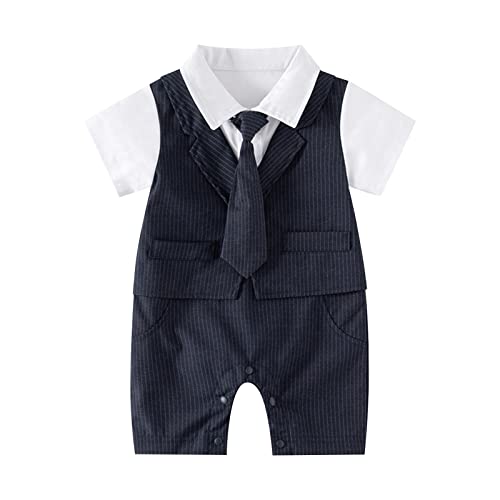 Calcetines Mujer Baby Boy Gentleman White Shirt Chaleco Bowtie Tuxedo Onesie Mono general Perdida De (Navy, 12-18 Months)
