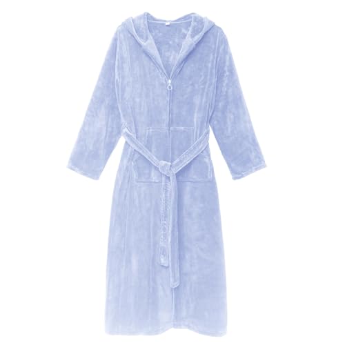 Generisch Albornoces para hombre, abrigo de sauna con largo peso ligero, pijama para boda, novia, fiesta, albornoz para sauna, kimono, albornoz ligero, bata de baño, b63 azul, M