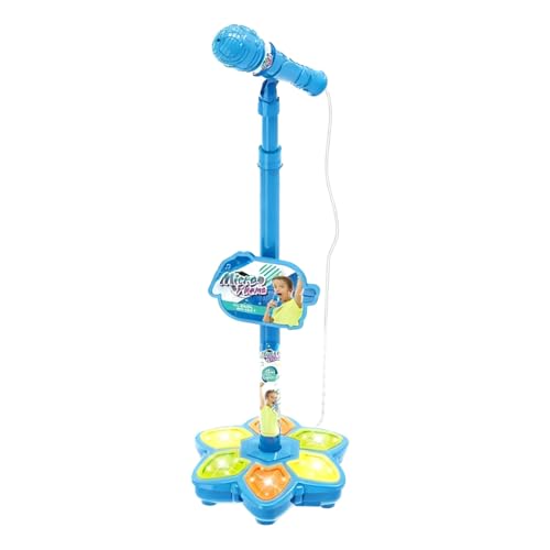 Micrófono de juguete – Juguete musical para karaoke con conexión iluminada, máquina de karaoke inalámbrica con luz de colores | Micrófono infantil con soporte | para niños y niñas