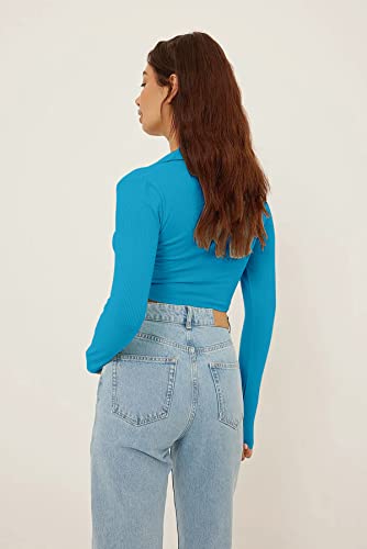 Image of AUSK Women's Crop top Full Sleeves Polo Neck