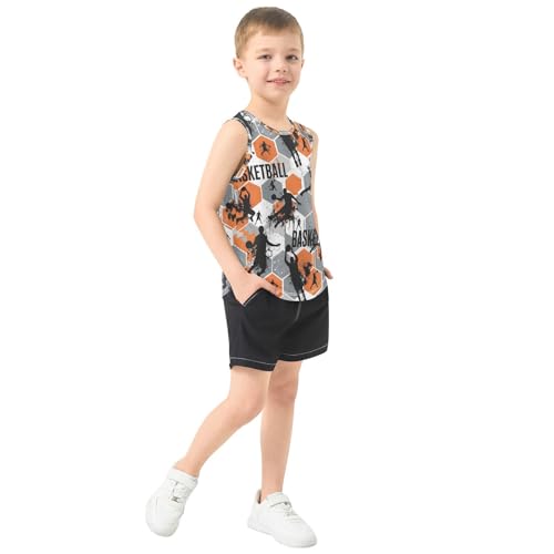 J JOYSAY Basketball Sports Plaid Boys Tank Top Sleeveless Muscle Shirts Quick Dry Workout Sport Active Kids T-Shirts 3-15T4