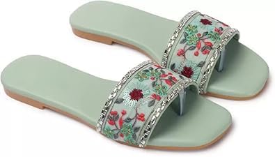 Priyansh Fashion Embroidered Slip On Ethnic Flats Sandals comfotable & stylish Sandals Casual Summer Beach Flats Sandal For Women & girls (B0D6VYY5LJ) Amazon Price History, Amazon Price Tracker