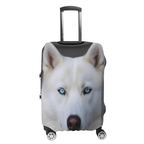 Blue Eyed White Husky Luggage Cover, Washable Elastic Suitcase Cover Protector Fit 18-32 Inch Luggage4