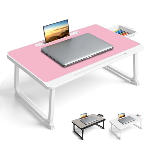 Planche de lit, Table de lit avec tiroir, pour Ordinateur, Lecture, Écriture, Repas et Regarder des Films sur Le Lit, Canapé ou au Sol, Bureau et Maison (Red)