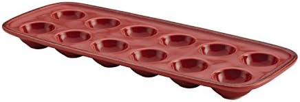Rachael Ray Cucina Dinnerware Stoneware Tray/Egg Holder Serveware, 14.25 Inch x 5.5 Inch, Cranberry Red