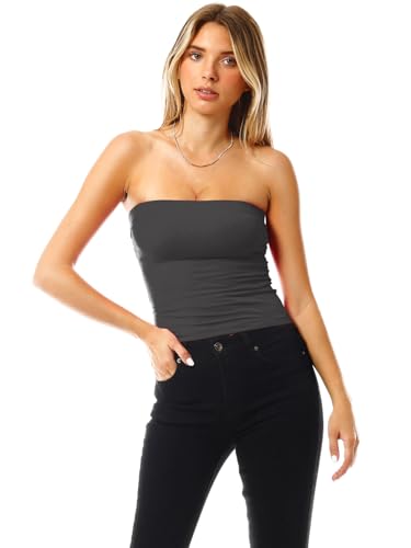 Image of MixMatchy Women's 3 Pack Tube Top Built-in Bra Strapless Ruched Bandeau