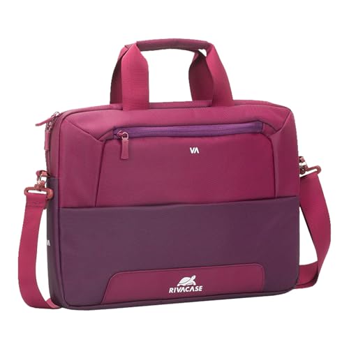 Image of RivaCase Suzuka 7727 Laptop Bag Water Resistant Polyester Fabric fits most popular Macbook Laptops Ultrabooks 13.3 to 14 inches Computer Bag for Women /Men /Travel /Business Style Briefcase Claret Violet