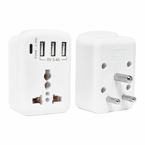 Image of MX Universal MultiPort Travel Adapter with AC Socket, 1 Type-C PD Port & 3 USB Ports, 2500W Power Output, Compact Cordless Extension Board for Home, Office, Hotel & Travel Use, Pack of 10