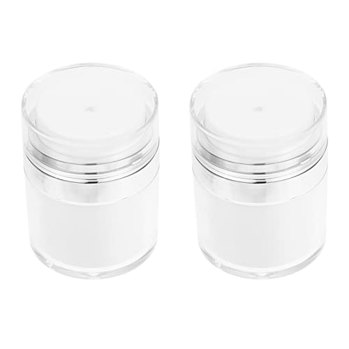 minkissy Airless Pump Jars, 2Pcs Acrylic Makeup Cosmetic Jar Containers with Pump for Moisturizer Skincare Cream 30g, M