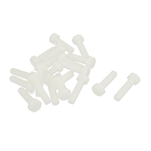 Image of uxcell M8 x 30mm Full Thread Nylon Hex Hexagon Head Cap Screw Bolt 20 Pcs