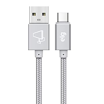 Cabo Nylon Reforçado Usb Tipo-C De Recarga E Sincronização - Prata - Tc10Bs - Elg Pedestais, Elg, Tc10Bs, Prata