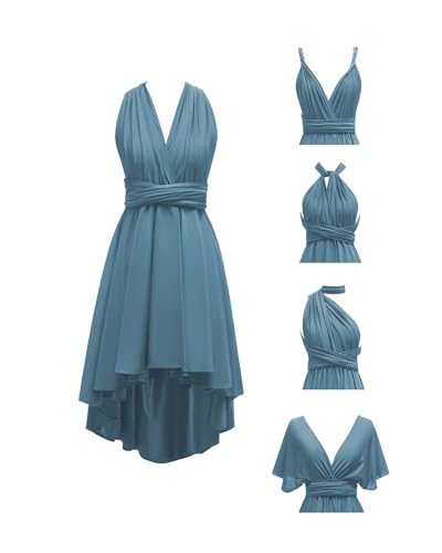 Image of Women's Short Convertible Dress with Bandeau High Low Infinity Bridesmaid Dresses Multi-Way Transformer Formal Dress