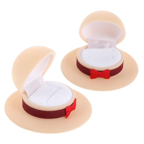 Veemoon 2pcs Box Hat Ring Box Earring Storage Hat Storage Case Hat Storage Boxes for Women Earring Organizer Hat Storage Containers Hat Organizer for Women Cap Storage Yellow Flocking