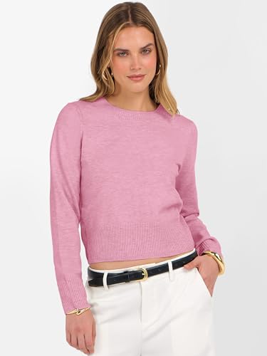 Image of ANRABESS Women's Long Sleeve Sweaters Cropped Crew Neck | Business Casual Tops,Light Weight Comfy Knit,Pullover ShortSweater,Basic Classic,Fall Fashion Winter Layer Clothes