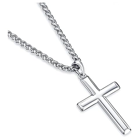 Rnivida Cross Necklace for Men, 925 Sterling Silver Cross Pendant Necklace Jewelry for Men, Men Cross Necklace with 20" Chain Cover