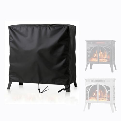 Aidetech Electric Fireplaces Cover for Electactic, 24 inch Waterproof Free-Standing Infrared Fireplace Stove Cover with Drawstring-25"D x 11"W x 24"H