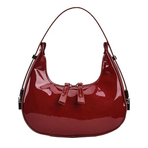 Image of Women's Crescent Leather Shoulder Bag Y2k Purse Red Purse Hobo Handbag 90s Vintage Y2k Bag Clutch Purses (Red)