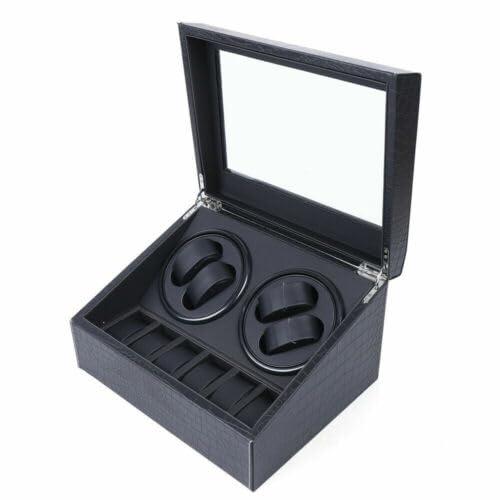 Automatische Uhrenbeweger Box, 4+6 Beweger Uhrenbox Automatikuhren Watch Winder Crocodile Pattern 30.5 * 23.5 * 18cm