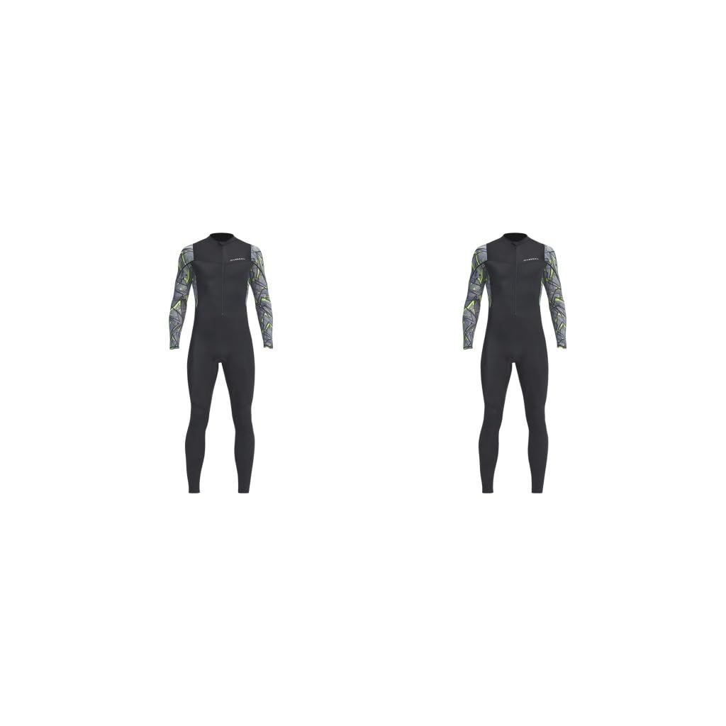 2-częściowy zestaw męski kombinezon do nurkowania z zamkiem błyskawicznym z przodu, Rashguard, surfowania, pływania, nurkowania, czarny, 2XL