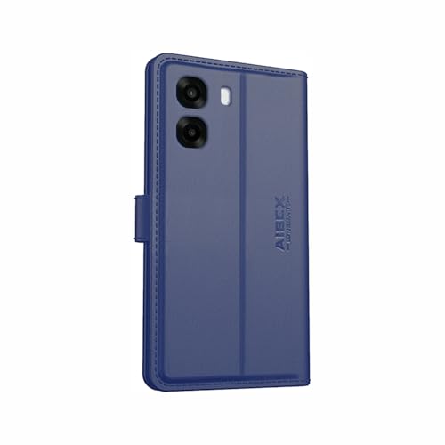 Image of AIBEX Compatible for Oppo A6S 5G / Oppo K14X 5G / Oppo A6X 5G Flip Cover Leather Finish | Inside TPU with Card Pockets | Wallet Stand | Complete Protection Flip Case Blue