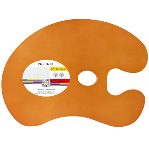 MEEDEN Wood Paint Palette - Artist Wooden Painting Palette for Oil & Acrylic, Ergonomic Palette with Thumb Hole, Oval Shape