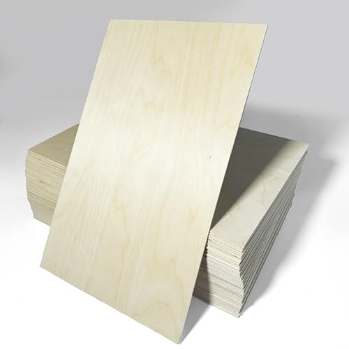 50 Pack | 3mm 1/8th inch Premium Baltic Birch Plywood 12 x 19 Glowforge Ready Hand Selected Unfinished | Boxes of 10 20 50 and 100 | Laser Engraving CNC Scroll Saw by Craft Closet