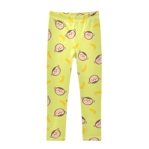 Girls Basic Leggings Baby Girls Pants Monkey Banana Soft Footless Stretchy Tights Pants 4-10Y